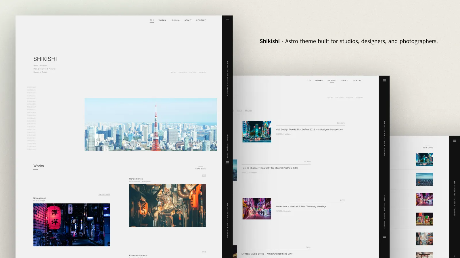Shikishi (色紙) —  Astro theme built for studios, designers, and photographers.
