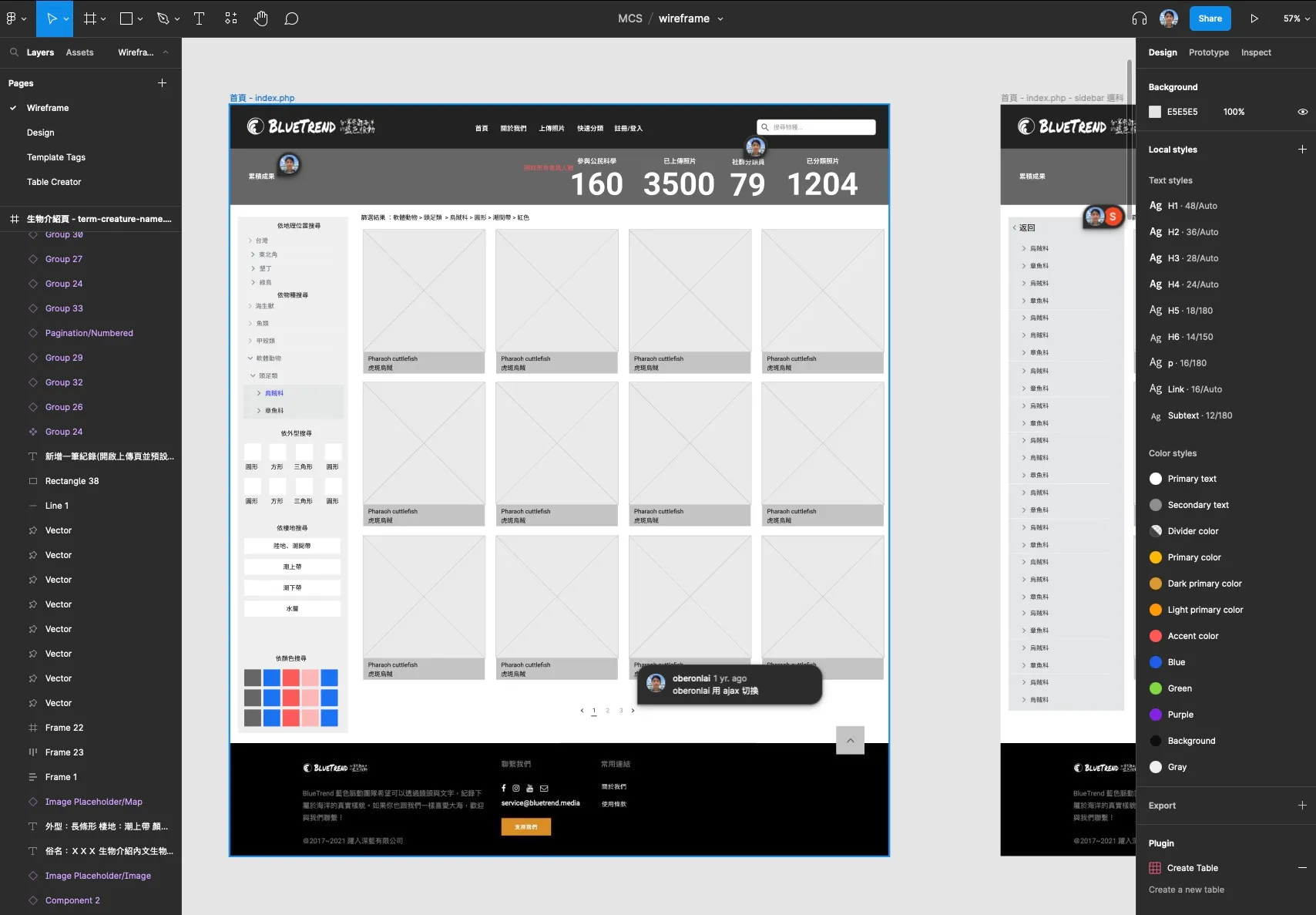 Marine Citizen Science Platform Figma wireframe planning