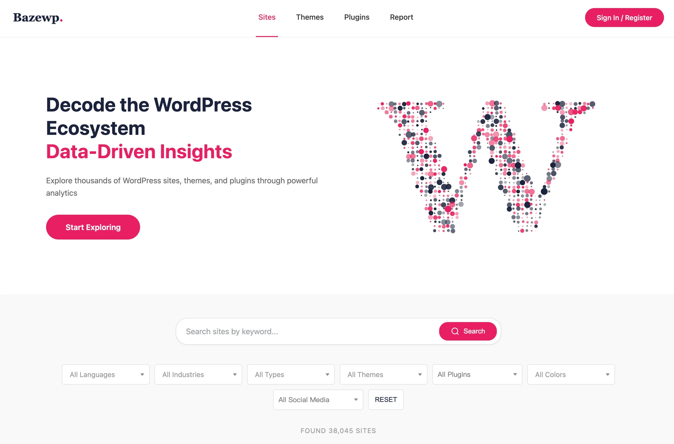 Bazewp WordPress 生態分析平台首頁