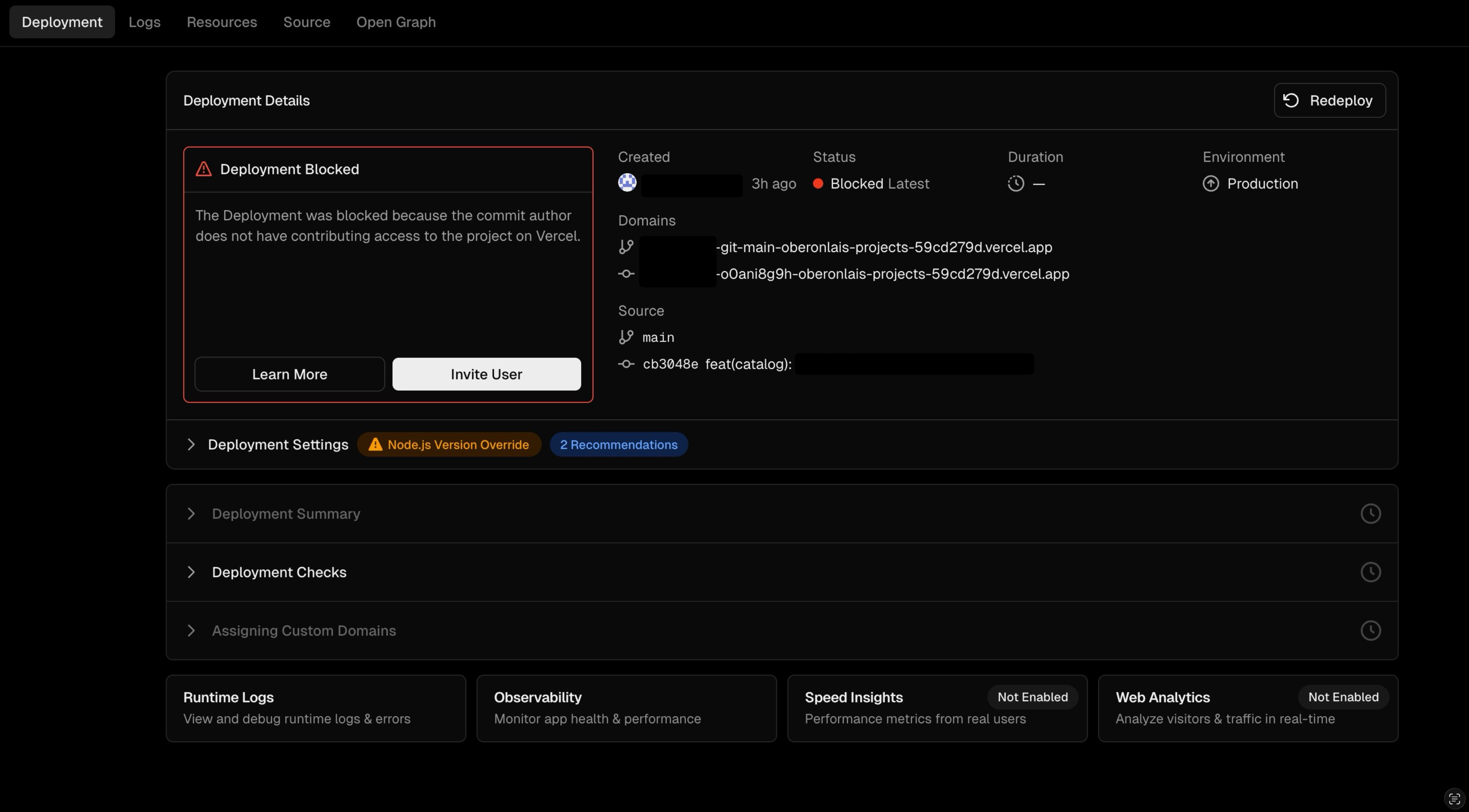 Vercel 顯示 Deployment Blocked